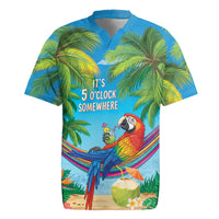 5 Oclock Somewhere Rugby Jersey Hawaii Parrots Cocktail Summer Beach Vibe - Polynesian Pride