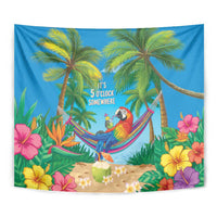 5 Oclock Somewhere Tapestry Hawaii Parrots Cocktail Summer Beach Vibe - Polynesian Pride