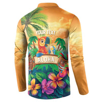 5 Oclock Somewhere Personalized Button Sweatshirt Hawaii Parrots Plumeria Summer Vibe - Polynesian Pride