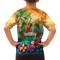 5 Oclock Somewhere Personalized Family Matching Short Sleeve Bodycon Dress and Hawaiian Shirt Hawaii Parrots Plumeria Summer Vibe - Polynesian Pride