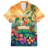 5 Oclock Somewhere Personalized Family Matching Summer Maxi Dress and Hawaiian Shirt Hawaii Parrots Plumeria Summer Vibe LT9 Dad's Shirt - Short Sleeve Yellow - Polynesian Pride