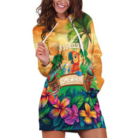 5 Oclock Somewhere Personalized Hoodie Dress Hawaii Parrots Plumeria Summer Vibe - Polynesian Pride