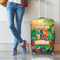 5 Oclock Somewhere Personalized Luggage Cover Hawaii Parrots Plumeria Summer Vibe - Polynesian Pride