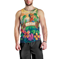 5 Oclock Somewhere Personalized Men Tank Top Hawaii Parrots Plumeria Summer Vibe - Polynesian Pride