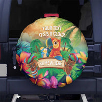 5 Oclock Somewhere Personalized Spare Tire Cover Hawaii Parrots Plumeria Summer Vibe - Polynesian Pride