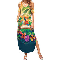 5 Oclock Somewhere Personalized Summer Maxi Dress Hawaii Parrots Plumeria Summer Vibe - Polynesian Pride