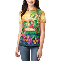 5 Oclock Somewhere Personalized Women Polo Shirt Hawaii Parrots Plumeria Summer Vibe - Polynesian Pride