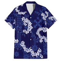 Mokihana Maile and Ilima Leis Family Matching Off The Shoulder Long Sleeve Dress and Hawaiian Shirt Uliuli Hawaiian Tapa Quilt Pattern - Polynesian Pride