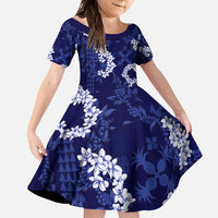 Mokihana Maile and Ilima Leis Family Matching Off Shoulder Maxi Dress and Hawaiian Shirt Uliuli Hawaiian Tapa Quilt Pattern - Polynesian Pride