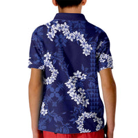 Mokihana Maile and Ilima Leis Kid Polo Shirt Uliuli Hawaiian Tapa Quilt Pattern - Polynesian Pride