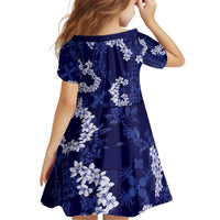 Mokihana Maile and Ilima Leis Kid Short Sleeve Dress Uliuli Hawaiian Tapa Quilt Pattern - Polynesian Pride