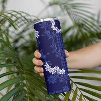 Mokihana Maile and Ilima Leis Skinny Tumbler Uliuli Hawaiian Tapa Quilt Pattern - Polynesian Pride