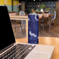 Mokihana Maile and Ilima Leis Skinny Tumbler Uliuli Hawaiian Tapa Quilt Pattern - Polynesian Pride