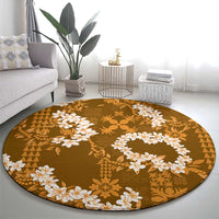 Mokihana Maile and Ilima Leis Round Carpet Alani Hawaiian Tapa Quilt Pattern - Polynesian Pride