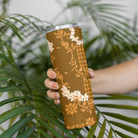 Mokihana Maile and Ilima Leis Skinny Tumbler Alani Hawaiian Tapa Quilt Pattern - Polynesian Pride