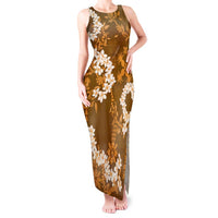 Mokihana Maile and Ilima Leis Tank Maxi Dress Alani Hawaiian Tapa Quilt Pattern - Polynesian Pride