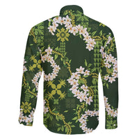 Mokihana Maile and Ilima Leis Family Matching Long Sleeve Bodycon Dress and Hawaiian Shirt Omaʻomaʻo Hawaiian Tapa Quilt Pattern - Polynesian Pride