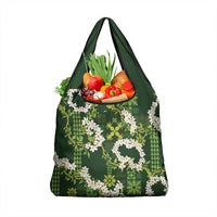 Mokihana Maile and Ilima Leis Grocery Bag Omaʻomaʻo Hawaiian Tapa Quilt Pattern - Polynesian Pride