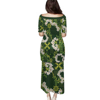 Mokihana Maile and Ilima Leis Puletasi Omaʻomaʻo Hawaiian Tapa Quilt Pattern - Polynesian Pride