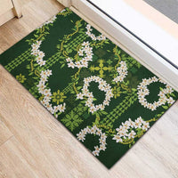 Mokihana Maile and Ilima Leis Rubber Doormat Omaʻomaʻo Hawaiian Tapa Quilt Pattern - Polynesian Pride