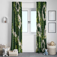 Mokihana Maile and Ilima Leis Window Curtain Omaʻomaʻo Hawaiian Tapa Quilt Pattern - Polynesian Pride