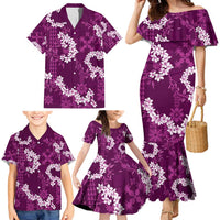Mokihana Maile and Ilima Leis Family Matching Mermaid Dress and Hawaiian Shirt Akala Hawaiian Tapa Quilt Pattern - Polynesian Pride