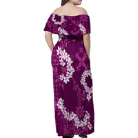 Mokihana Maile and Ilima Leis Family Matching Off Shoulder Maxi Dress and Hawaiian Shirt Akala Hawaiian Tapa Quilt Pattern - Polynesian Pride