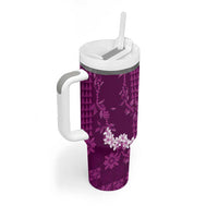 Mokihana Maile and Ilima Leis Tumbler With Handle Akala Hawaiian Tapa Quilt Pattern - Polynesian Pride