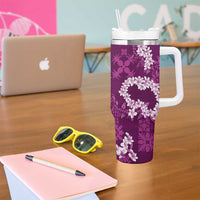 Mokihana Maile and Ilima Leis Tumbler With Handle Akala Hawaiian Tapa Quilt Pattern - Polynesian Pride