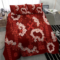 Mokihana Maile and Ilima Leis Bedding Set Ulaʻula Hawaiian Tapa Quilt Pattern - Polynesian Pride