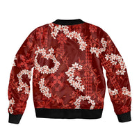 Mokihana Maile and Ilima Leis Bomber Jacket Ulaʻula Hawaiian Tapa Quilt Pattern - Polynesian Pride