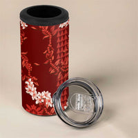 Mokihana Maile and Ilima Leis 4 in 1 Can Cooler Tumbler Ulaʻula Hawaiian Tapa Quilt Pattern - Polynesian Pride