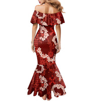 Mokihana Maile and Ilima Leis Family Matching Mermaid Dress and Hawaiian Shirt Ulaʻula Hawaiian Tapa Quilt Pattern - Polynesian Pride