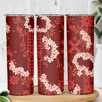 Mokihana Maile and Ilima Leis Skinny Tumbler Ulaʻula Hawaiian Tapa Quilt Pattern - Polynesian Pride