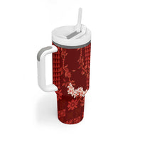 Mokihana Maile and Ilima Leis Tumbler With Handle Ulaʻula Hawaiian Tapa Quilt Pattern - Polynesian Pride