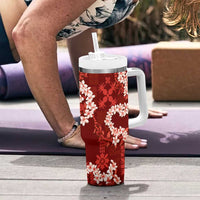 Mokihana Maile and Ilima Leis Tumbler With Handle Ulaʻula Hawaiian Tapa Quilt Pattern - Polynesian Pride