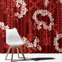 Mokihana Maile and Ilima Leis Window Curtain Ulaʻula Hawaiian Tapa Quilt Pattern - Polynesian Pride