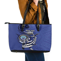 Personalized FSM 1986 Independence Day Leather Tote Bag Polynesian Shark Tattoo Style LT9 - Polynesian Pride