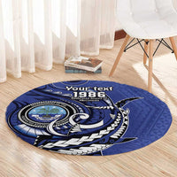 Personalized FSM 1986 Independence Day Round Carpet Polynesian Shark Tattoo Style LT9 - Polynesian Pride
