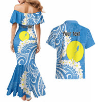 Personalized Palau 1994 Belau Rekid Couples Matching Mermaid Dress and Hawaiian Shirt Polynesian Plumeria Style