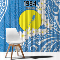 Personalized Palau 1994 Belau Rekid Window Curtain Polynesian Plumeria Style