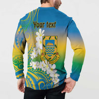 Personalised Tuvalu 1978 Independence Day Button Sweatshirt Polynesian Plumeria Style