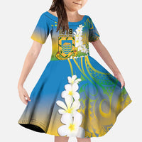 Personalised Tuvalu 1978 Independence Day Family Matching Mermaid Dress and Hawaiian Shirt Polynesian Plumeria Style LT9 Daughter's Dress Gradient - Polynesian Pride