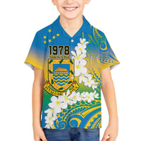 Personalised Tuvalu 1978 Independence Day Family Matching Summer Maxi Dress and Hawaiian Shirt Polynesian Plumeria Style LT9 Son's Shirt Gradient - Polynesian Pride