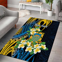 Personalised Tuvalu Beautiful Plumeria Flower Area Rug