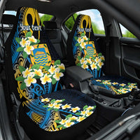 Personalised Tuvalu Beautiful Plumeria Flower Car Seat Cover LT9 One Size Black - Polynesian Pride