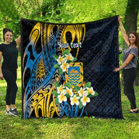 Personalised Tuvalu Beautiful Plumeria Flower Quilt