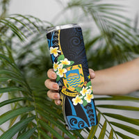 Personalised Tuvalu Beautiful Plumeria Flower Skinny Tumbler LT9 - Polynesian Pride