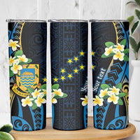 Personalised Tuvalu Beautiful Plumeria Flower Skinny Tumbler LT9 - Polynesian Pride
