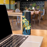 Personalised Tuvalu Beautiful Plumeria Flower Skinny Tumbler LT9 - Polynesian Pride